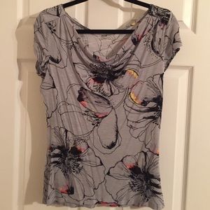 gray floral tee