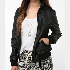 Sparkle & Fade Faux Leather Bomber Jacket