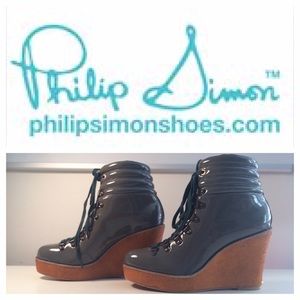 Philip Simon "Hiker" Boot Grey Patent Leather