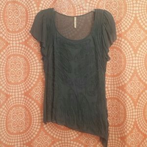 Teal Asymmetrical Hem Top