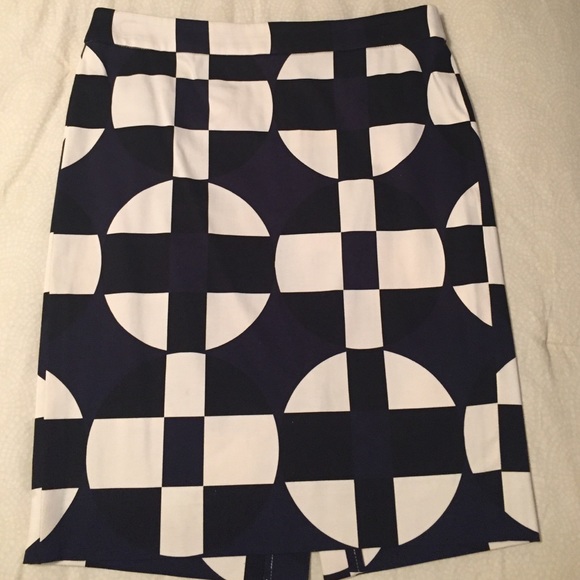 Geo print pencil skirt black, white and navy blue - Picture 1 of 4