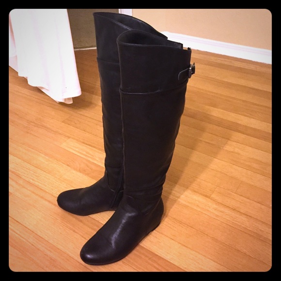 Elle black flat boots (wide calf)