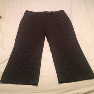 Black with gray capri dress pants.