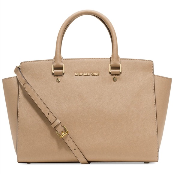 Michael Kors Large Selma Satchel - Dark Kakhi
