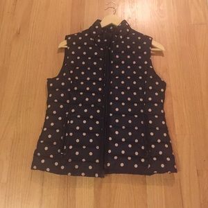 NWT! Loft navy polka dot vest