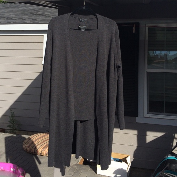 Charcoal Sleeveless Shirt with Matching Cardigan