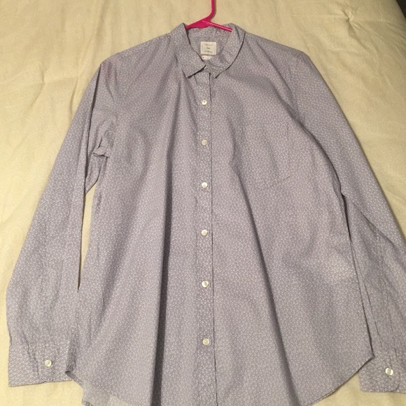 Fitted Oxford shirt gray with lil flowers - Picture 1 of 3