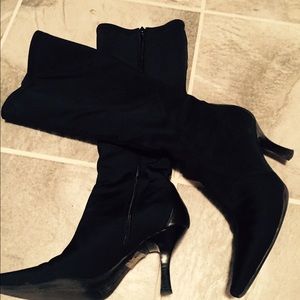 Nine West black stretch microfiber boots