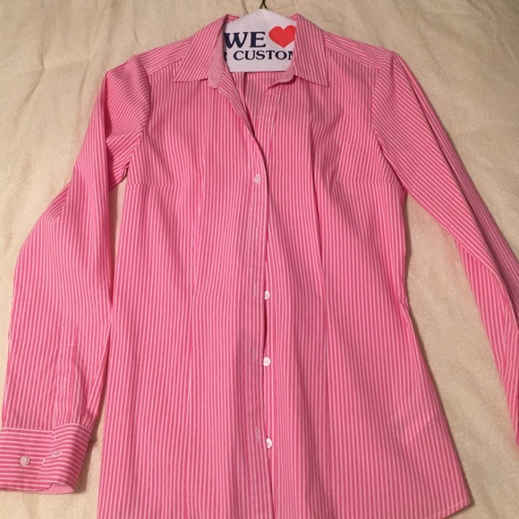 Pink pin stripe fitted Oxford shirt - Picture 1 of 2