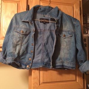 Cropped jean jacket.