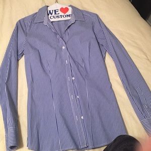 Blue pinstriped fitted Oxford shirt