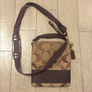 Coach Brown Signature Stripe Canvas Crossbody