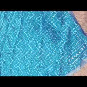 Coach Blue Silk Logo Square Scarf