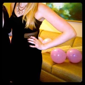 Black express dress with mesh cutouts