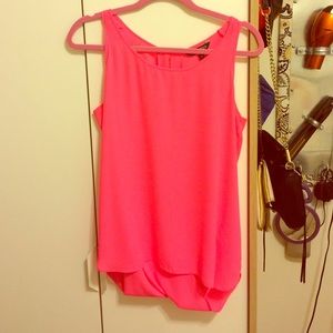 Hot pink open back tank top