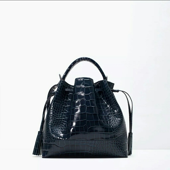 Zara Handbags - Zara bucket croc bag