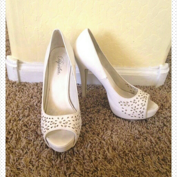SOLD- White Peep toe with studs.