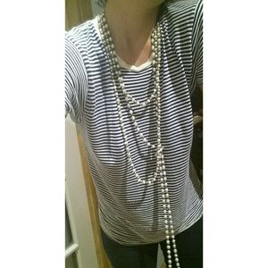 🥀Long Pearl necklace white blue gray