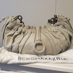 BCBG MaxAria - winter white soft leather hobo bag