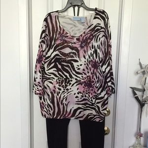 Animal print top.