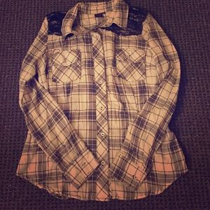 Black and white flannel shirt