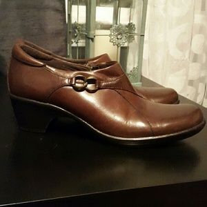 Clark's leather shoes.