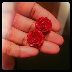 Red Rose Earrings