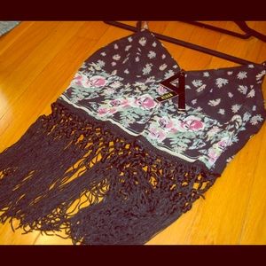 NWT Fringe Floral Festival Crop Top