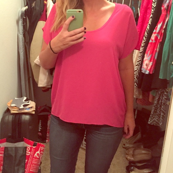 Lush hot pink crepe flows dress top
