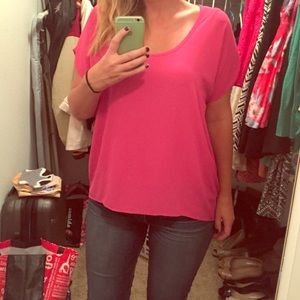 Lush hot pink crepe flows dress top