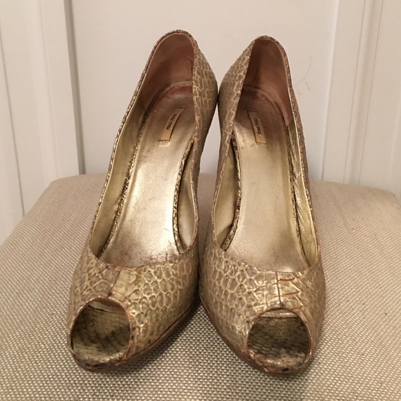 Miu Miu gold Python heels - Picture 1 of 4