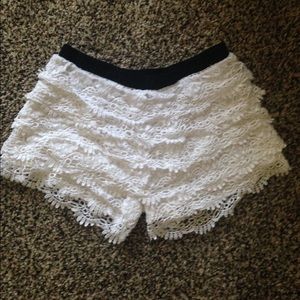 White Miss Me Ruffle shorts