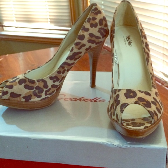 Leopard-Print Peep-Toe Heels