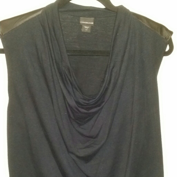 Black sleeveless cowl neck