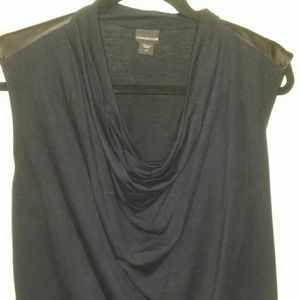 Black sleeveless cowl neck