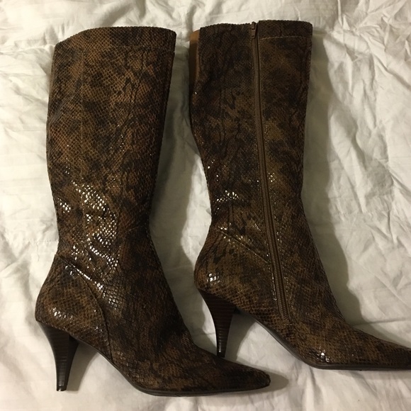 Snake print boots