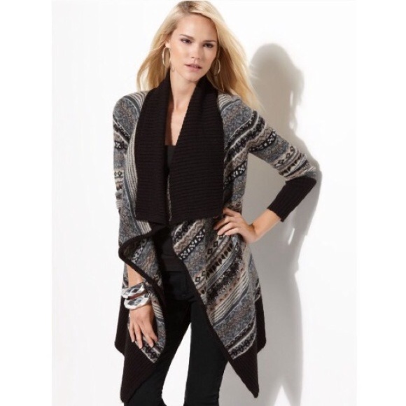 Kensie Sweaters - Kensie Fair Isle Open Cardigan