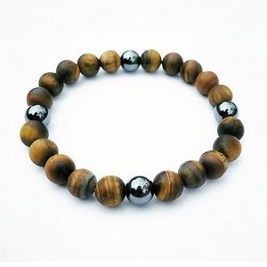 100% Tigers Eye and Hematite Bracelet