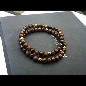 100% Natural Bronzite and Gold Bead Bracelet