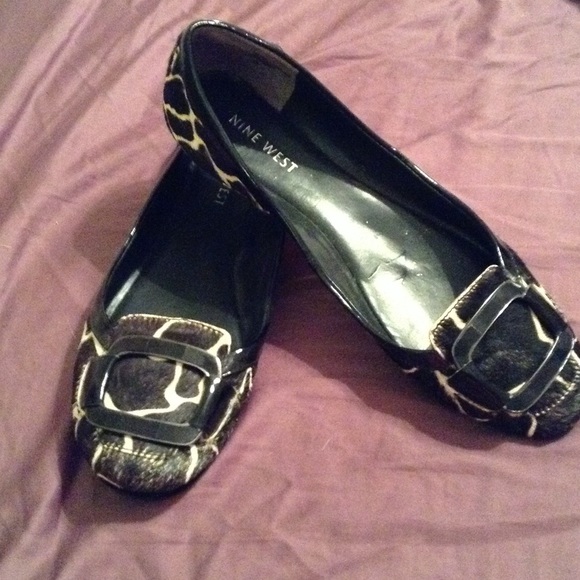 Giraffe pony hair flats