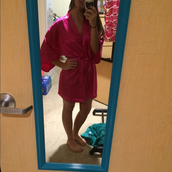 Hot pink silk robe