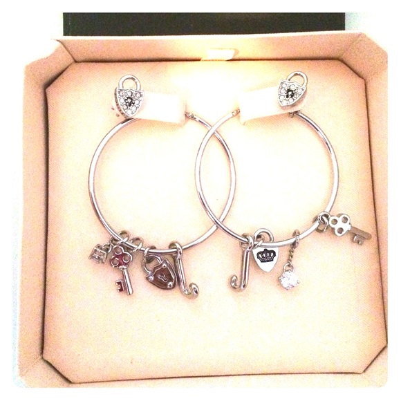 Juicy Couture hoop earrings with charms - silver