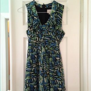 **SOLD** Green blue black abstract print dress