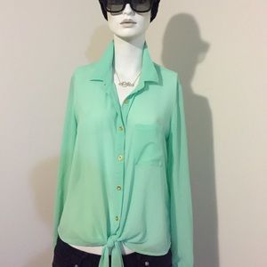 Mint sheer top.
