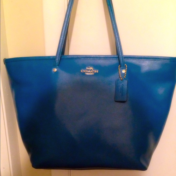 Coach Large Teal Zip Top Tote