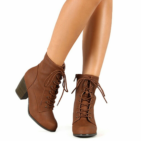 Lace up heeled booties