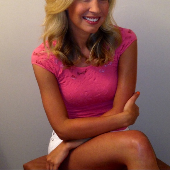Pink lace lycra top