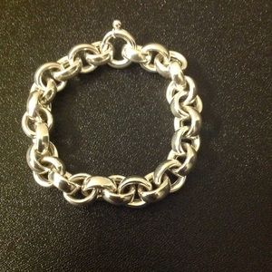 Bold Italian Sterling Silver Rolo Bracelet