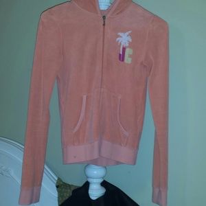 juicy couture coral peachy colored hoodie