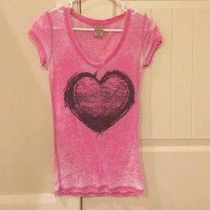 Pink distressed T shirt